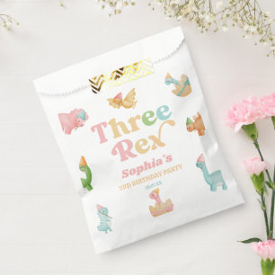 Three Rex Dinosaur 3rd Third Birthday Party Favour Bag