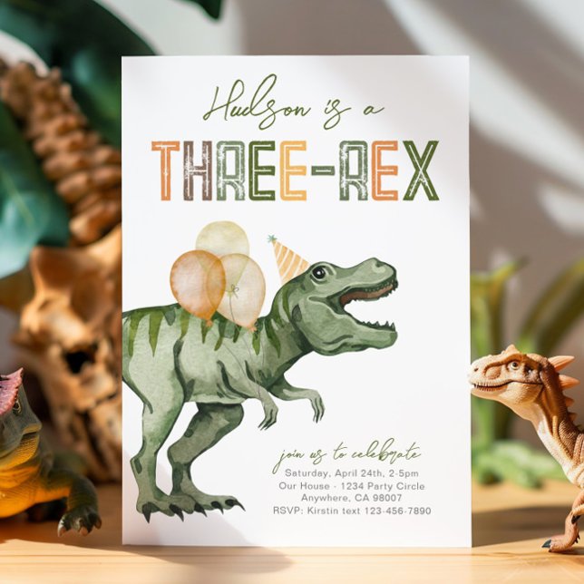 Three-Rex Dinosaur Birthday Invitation (Creator Uploaded)