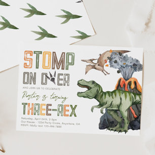Three-Rex Dinosaur Birthday Invitation
