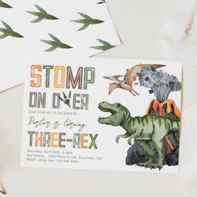 Three-Rex Dinosaur Birthday Invitation (Creator Uploaded)