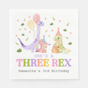 Three Rex Dinosaur Birthday Napkin