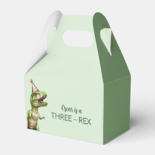 Three-Rex Dinosaur Birthday Party Green Favour Box