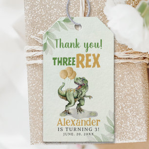 Three Rex - Funny Birthday 3rd Boy Dinosaur Gift Tags