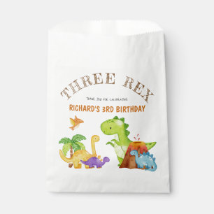 Three Rex Kids Dinosaur 3rd Birthday Party Favour Bag