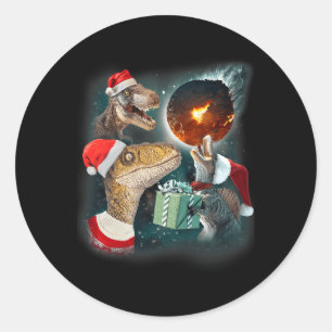 Three Rex Moon 3 Dinos Howling Weird Cursed Christ Classic Round Sticker