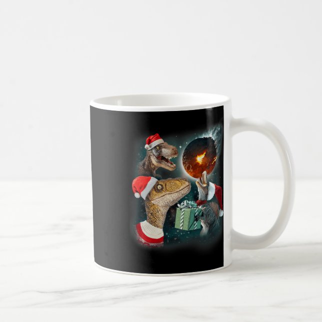 Three Rex Moon 3 Dinos Howling Weird Cursed Christ Coffee Mug (Right)