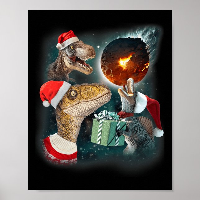 Three Rex Moon 3 Dinos Howling Weird Cursed Christ Poster (Front)