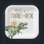 Three-Rex Party Paper Plates<br><div class="desc">Dinosaur Party Plates

Ready to be personalised by you!</div>