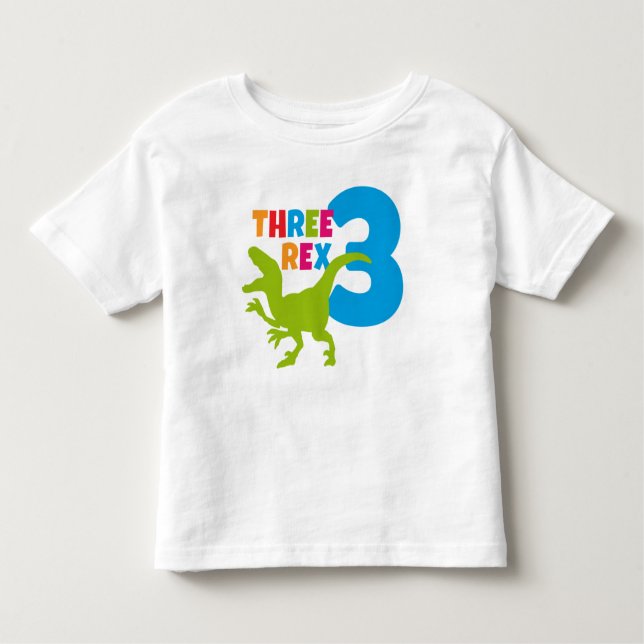 Three Rex Toddler 3rd Birthday White T-Shirt (Front)