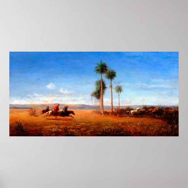 Three Riders Galloping across a Plain  Poster (Front)