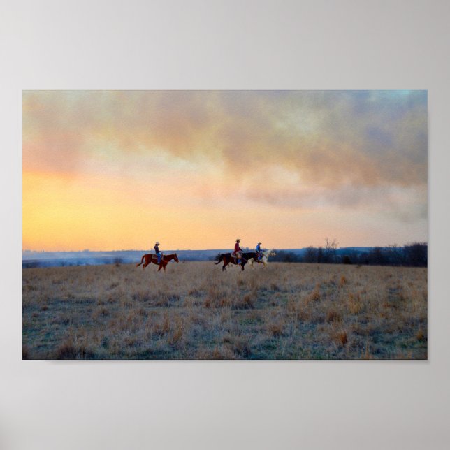 Three Riders in the Kansas Flint Hills Poster (Front)