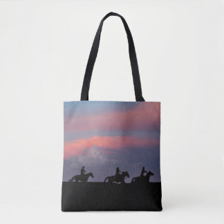 Three Riders, One Horizon Tote Bag