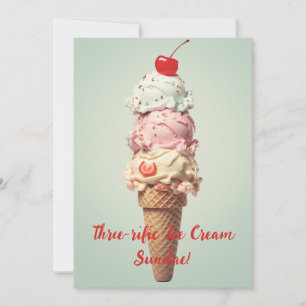 Three-rific Ice Cream Sundae Birthday Card