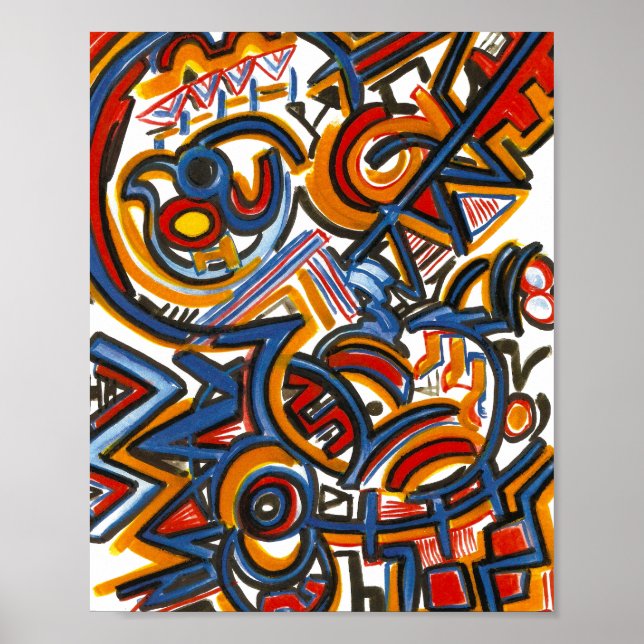 Three Ring Circus - Abstract Art Hand Painted Poster (Front)