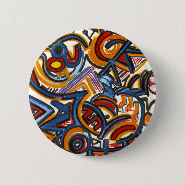 Three Ring Circus-Modern Art Colourful Handpainted 6 Cm Round Badge (Front)