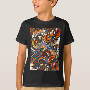 Three Ring Circus-Modern Art Colourful Handpainted T-Shirt