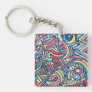 Three Ring Circus-Modern Geometric Art Key Ring