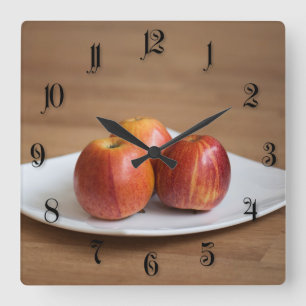 Three ripe apples square wall clock