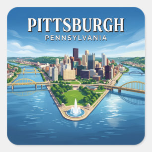 Three Rivers Confluence Pittsburgh Pennsylvania Square Sticker