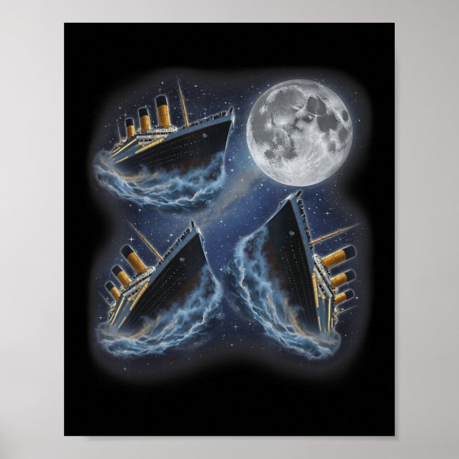 Three Rms Titanic Moon 3 Howling At Moon Funny Wei Poster (Front)