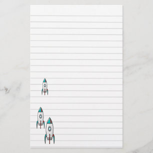 Three Rocket Ships And Lines Stationery