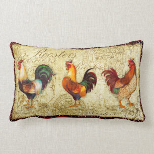 Three Roosters Lumbar Cushion