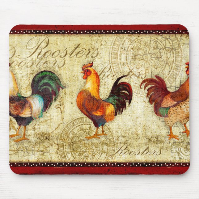 Three Roosters Mouse Pad (Front)