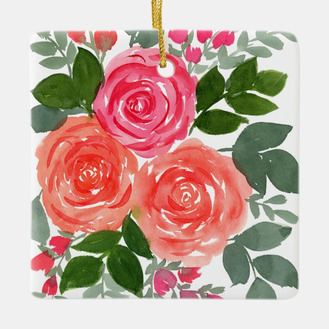 THREE ROSES CERAMIC ORNAMENT (Front)