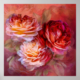 Three Roses - Red - Fine Art Poster