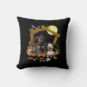 Three Rottweiler Dogs Halloween Dog Halloween Gift Cushion