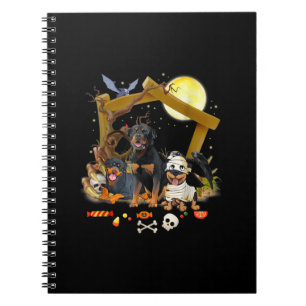 Three Rottweiler Dogs Halloween Dog Halloween Gift Notebook