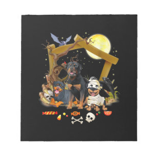 Three Rottweiler Dogs Halloween Dog Halloween Gift Notepad