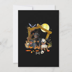 Three Rottweiler Dogs Halloween Dog Halloween Gift Thank You Card