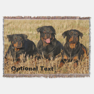 Three Rottweiler Dogs - Pack of Rotties Throw Blanket