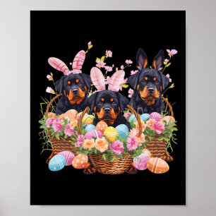 Three Rottweiler Easter Rottweiler Easter Egg  Poster