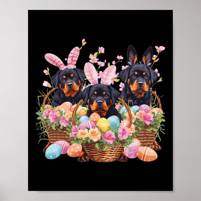 Three Rottweiler Easter Rottweiler Easter Egg  Poster (Front)