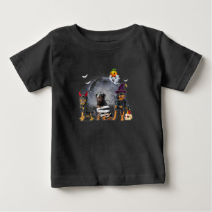 Three Rottweilers Satan Witch Mummy Halloween Cost Baby T-Shirt