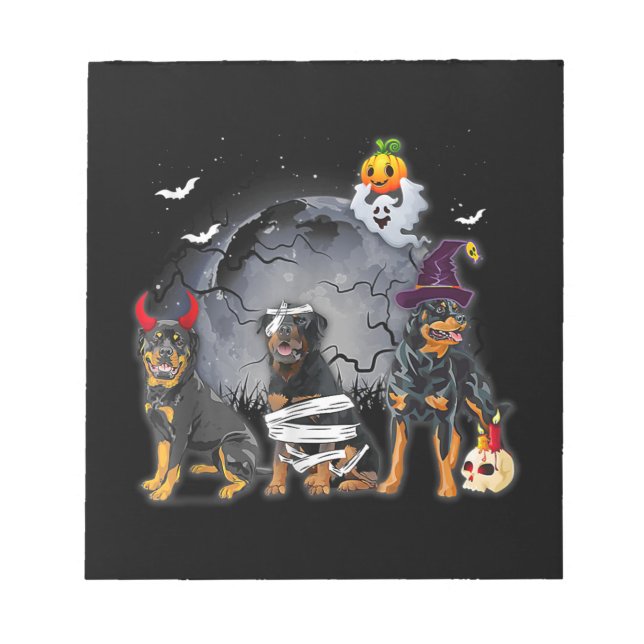 Three Rottweilers Satan Witch Mummy Halloween Cost Notepad (Front)