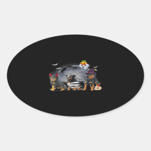 Three Rottweilers Satan Witch Mummy Halloween Cost Oval Sticker