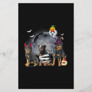 Three Rottweilers Satan Witch Mummy Halloween Cost Stationery
