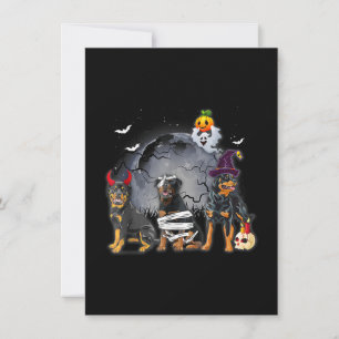 Three Rottweilers Satan Witch Mummy Halloween Cost Thank You Card