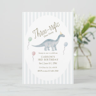 Three-rrific Dinosaur Birthday Invitation