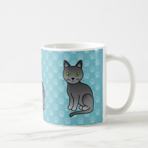 Three Russian Blue Cats On Blue Colour Coffee Mug