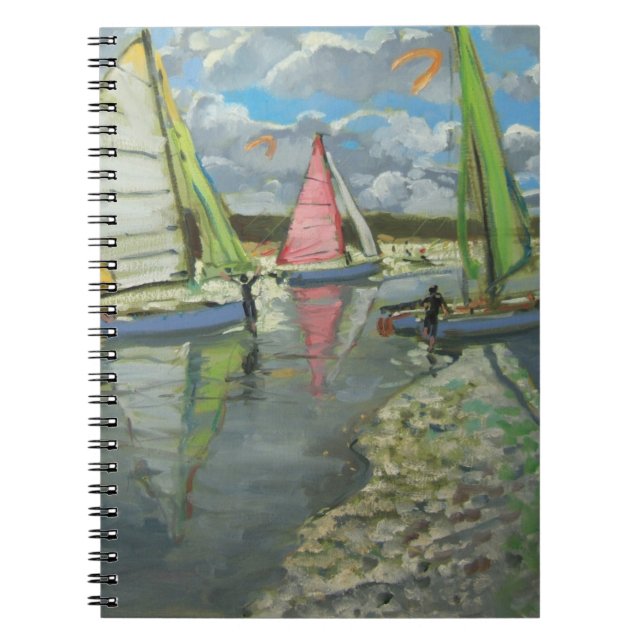 Three Sailboats Bray Dunes France Notebook (Front)