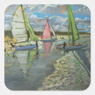 Three Sailboats Bray Dunes France Square Sticker