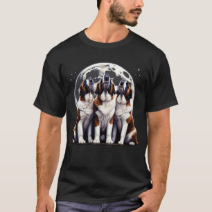 Three Saint Bernard Howling at Moon Like Three T-Shirt