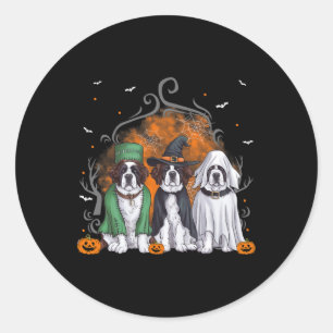 Three Saint Bernard St. Bernard Dog Halloween Ghos Classic Round Sticker