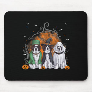 Three Saint Bernard St. Bernard Dog Halloween Ghos Mouse Pad