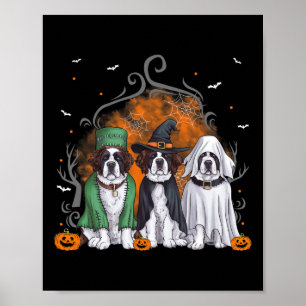 Three Saint Bernard St. Bernard Dog Halloween Ghos Poster