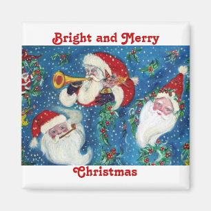 THREE SANTA MAGNET